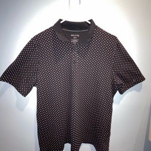 Ladies XL Navy Collared WHITE STAG Shirt w/Pink & White Polkadots